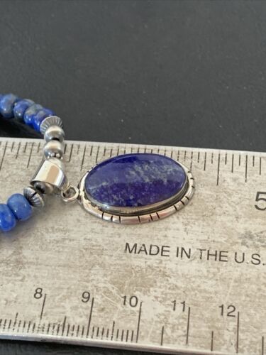 Navajo Pearls Lapis Pendant Necklace | Sterling Silver | Native American Handmade | 01775