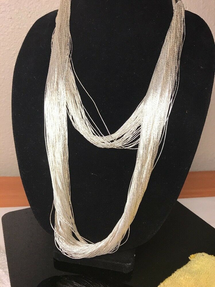 Southwestern Liquid Silver Heishi Necklace | 100 Strands | Sterling Silver | 28" | 1222