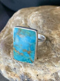 Navajo Blue Kingman Turquoise Ring | Sterling Silver | Sz 8 | Authentic Native American Handmade | 12789