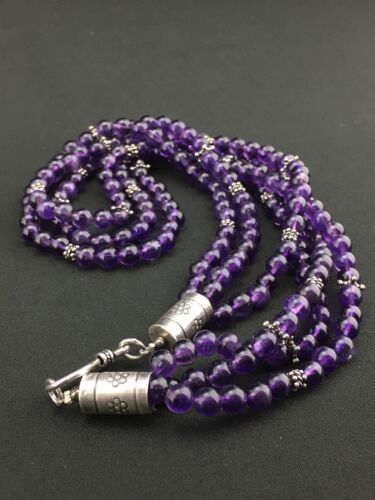 Native American Navajo 3-Strand Amethyst Necklace | Sterling Silver | 19" | 1328