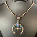 Navajo Sterling Silver Pendant Necklace | Denim Lapis & Turquoise | Authentic Native American Handmade | 13632