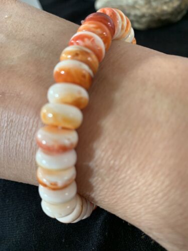 Native American Navajo Orange Spiny Oyster Bracelet | Sterling Silver | Authentic Handmade | 1086