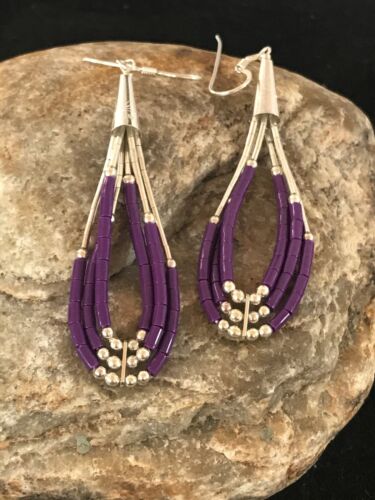 Sterling Silver Purple Sugilite Dangle Earrings | Navajo | 2"