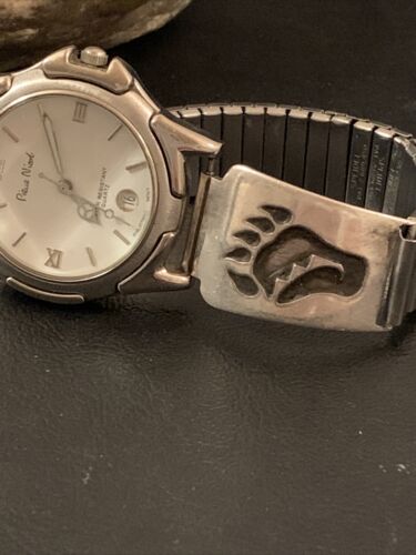 Authentic Native American Hopi Sterling Silver Watch Tips Band | Bear Paw Design | Vintage Men's Jewelry | Old Pawn | 1446
