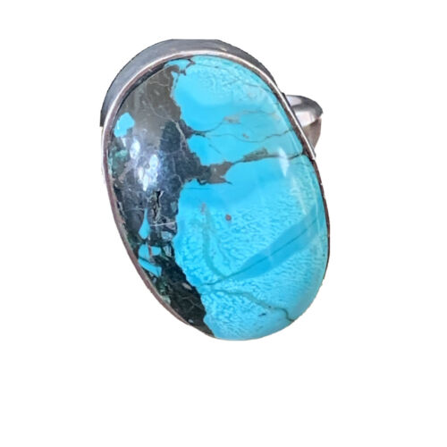 Navajo Blue Turquoise Ring | Sterling Silver | Sz 8 | Authentic Native American Handmade | 1825