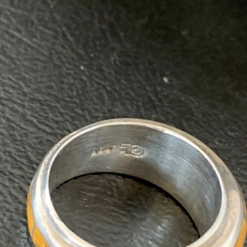 Navajo Yellow Gold Turquoise Inlay Ring | Sterling Silver | Sz 6 | Authentic Native American Handmade | 10355
