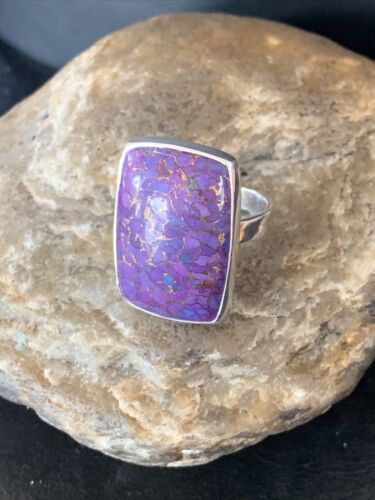 Adjustable Navajo Purple Mojave Turquoise Ring | Sterling Silver | Sz 9 | 11603