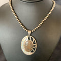 Navajo White Opal Inlay Jasper Pendant | Sterling Silver | 2.5" | Authentic Native American Handmade | 12271