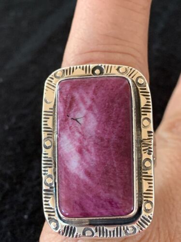 Navajo Purple Spiny Oyster Ring | Sterling Silver | Sz 10 | Authentic Native American Handmade | 4116