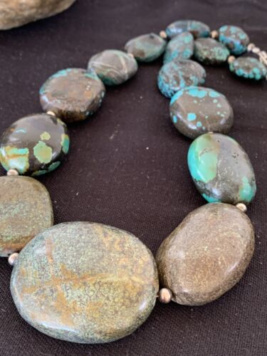 Navajo Graduated Sterling Silver Natural Blue Nugget Turquoise Necklace | Authentic Native American | 23" | 621