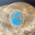 Southwestern Navajo Blue Kingman Turquoise Ring | Sterling Silver | Sz 9 | 12951