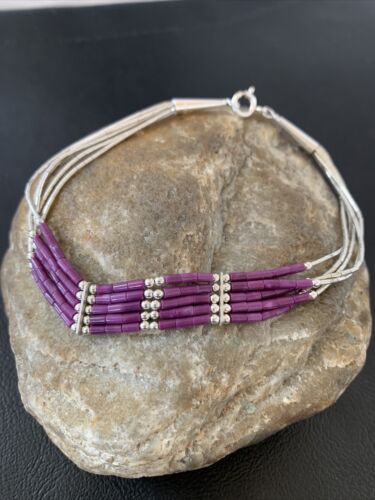Navajo Purple Sugilite Heishi Bracelet | Sterling Silver | 8" | Authentic Native American Handmade | 2175