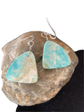 Southwestern Navajo Slab Turquoise Dangle Earrings | Sterling Silver | Authentic Native American Handmade | 1320