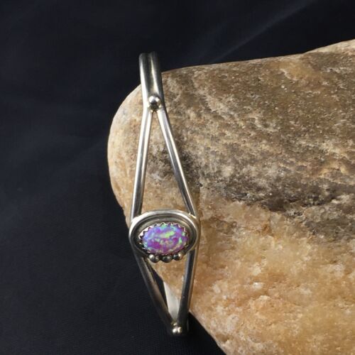 Navajo Pink Opal Bracelet | Sterling Silver Cuff | Authentic Native American Handmade | 10185