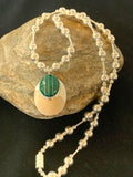 Navajo Green Malachite Pendant Necklace | Sterling Silver | Authentic Native American Handmade | 3179