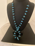 Navajo Sleeping Beauty Kingman Turquoise Nugget Necklace | Sterling Silver | Authentic Native American Handmade | 26" | 00613
