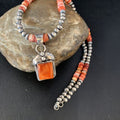 Navajo Pearls Red Spiny Oyster Pendant Necklace | Sterling Silver | 20" | Authentic Native American Handmade | 13654