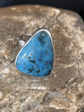 Men's Navajo Blue Kingman Turquoise Ring | Sterling Silver | Adjustable | Sz 5.5 | 10507