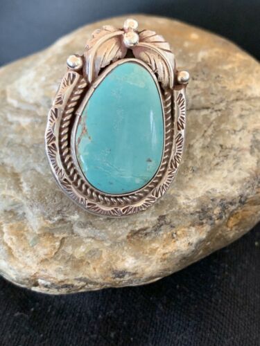 Native American Men's Navajo Blue Royston Turquoise Ring | Sterling Silver | Sz 9 | 674