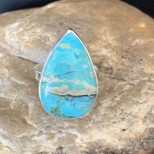 Navajo Blue Kingman Turquoise Ring | Sterling Silver | Sz 8 | Authentic Native American Handmade | 12793