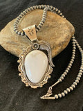 White Buffalo Turquoise Pendant Necklace | Navajo Sterling Silver | Authentic Native American Handmade | 4240