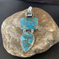 Navajo Blue Topaz Mojave Turquoise Pendant | Authentic Native American Sterling Silver | Multi-Stone | 10714