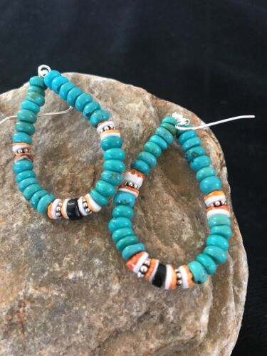 Navajo Sterling Silver Turquoise Spiny Oyster Earrings | Southwestern Native American