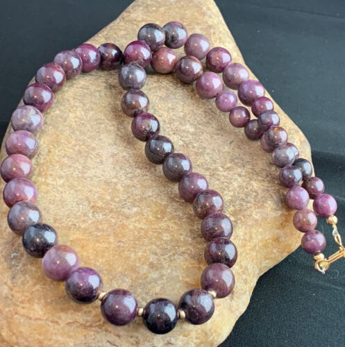 Native American Handmade Gold Filled Ruby Bead Necklace | Natural | 20" | 00186