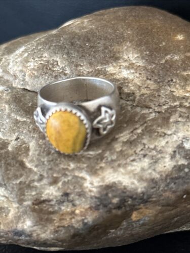 Southwestern Navajo Yellow Bumble Bee Jasper Ring | Sterling Silver | Sz 7 | 14266