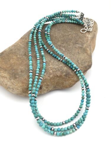Southwestern 3-Strand Multi-Color Turquoise Necklace | Sterling Silver | 21" | 1097