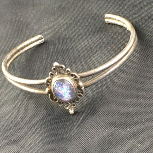 Navajo Pink Opal Cuff Bracelet | Sterling Silver | Authentic Native American Handmade | 10268