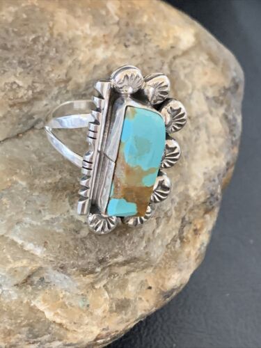 Native American Men's Sterling Silver Blue Turquoise #8 Ring | Sz 9.5 | 02169
