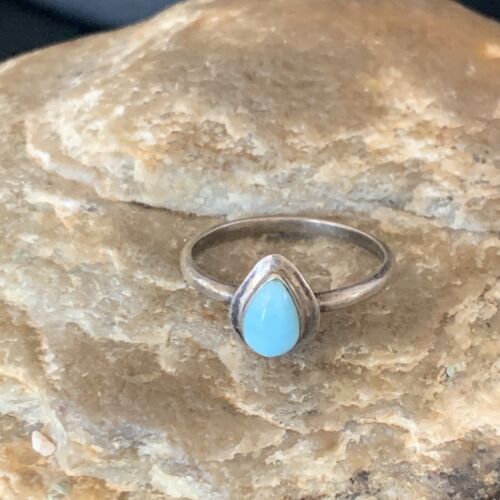 Men's Larimar Navajo Ring | Sterling Silver | Sz 8 | Authentic Native American Handmade | 13169