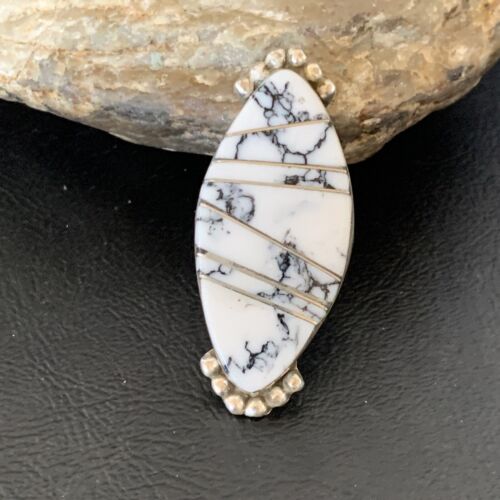 Navajo White Buffalo Turquoise Inlay Ring | Sterling Silver | Sz 7 | Authentic Native American Handmade | 12175 - Masha USA