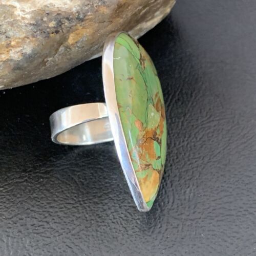 Navajo Green Mojave Turquoise Ring | Sterling Silver | Sz 8 | Authentic Native American Handmade | 11750