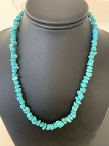 Navajo Kingman Turquoise Necklace | Sterling Silver | Authentic Native American Handmade | 18" | 1965