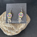 Navajo Multi-Color Turquoise Inlay Earrings | Sterling Silver | Authentic Native American Handmade | 14654