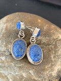 Navajo Denim Lapis Dangle Earrings | Sterling Silver | 1.1" | Authentic Native American Handmade | 1701