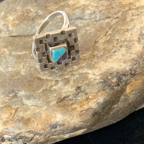 Native American Women's Navajo Blue Turquoise Sugilite Inlay Ring | Sz 6 | 11281