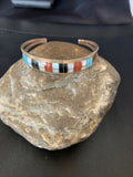 Navajo Sterling Silver Multi-Color Inlay Bracelet | Turquoise | Native American Jewelry | 12919