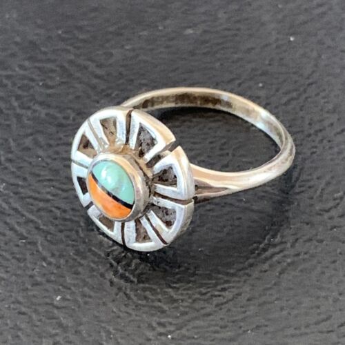 Navajo Blue Turquoise Spiny Oyster Inlay Ring | Sz 5.5 | Authentic Native American Handmade | 11185 - Masha USA