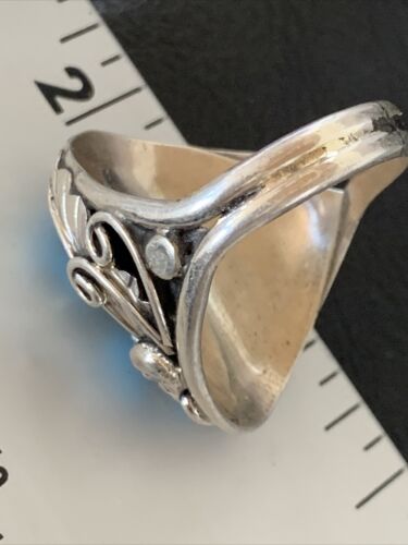 Navajo Blue Kingman Turquoise Feather Ring | Authentic Native American Sterling Silver | Multi-Stone | Sz 10.5 | 12219