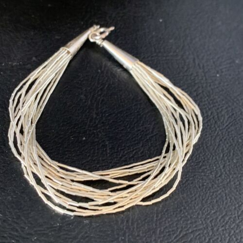 Native American Women's Liquid Silver Heishi Bracelet | 15 Strand | Sterling Silver | 8" | 13613