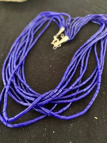 Southwestern Blue Lapis Heishi Necklace | 10 Strand | Sterling Silver | 19" | 2018