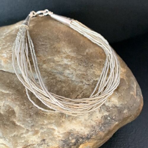 Native American Women's Liquid Silver Heishi 15 Strand Bracelet | Sterling Silver | 6" | 13612
