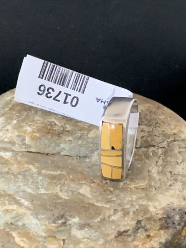 Navajo Yellow Turquoise Ring | Sterling Silver | Sz 8 | Authentic Native American Handmade | 1736