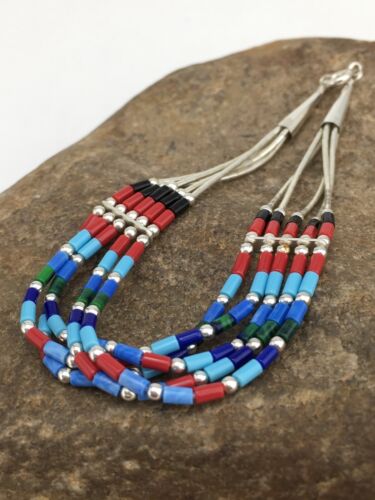 Multi-Color Turquoise Coral 5-Strand Bracelet | Sterling Silver | 7" | Native American Handmade | 13608