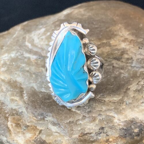 Navajo Blue Kingman Turquoise Ring | Sterling Silver | Sz 10 | Authentic Native American Handmade | 13530