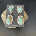 Navajo Blue #8 Turquoise Dangle Earrings | Sterling Silver | Authentic Native American Handmade | 14338