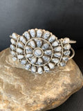 Navajo White Buffalo Turquoise Cluster Cuff Bracelet | Sterling Silver | Authentic Native American Handmade | 12102